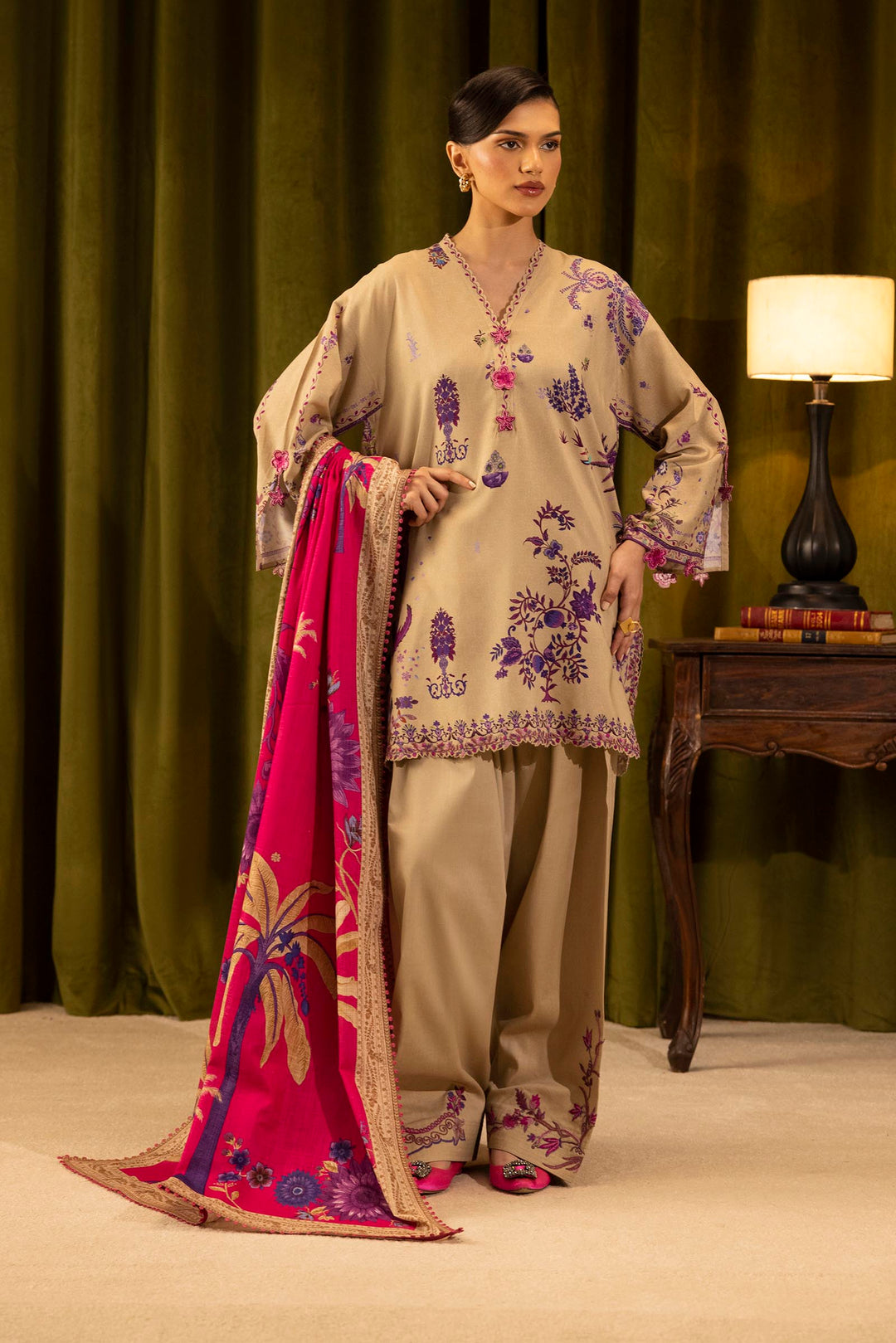 Sana Safinaz - Linen Muzlin - 3 Piece - Unstitched - M253-019A-3Cq