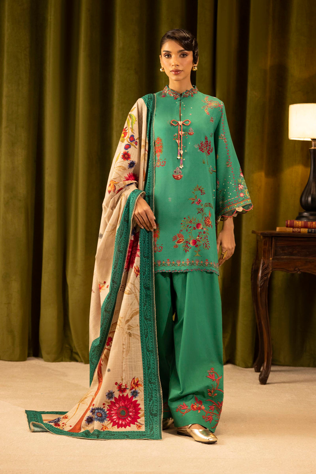 Sana Safinaz - Linen Muzlin - 3 Piece - Unstitched - M253-019B-3Cq