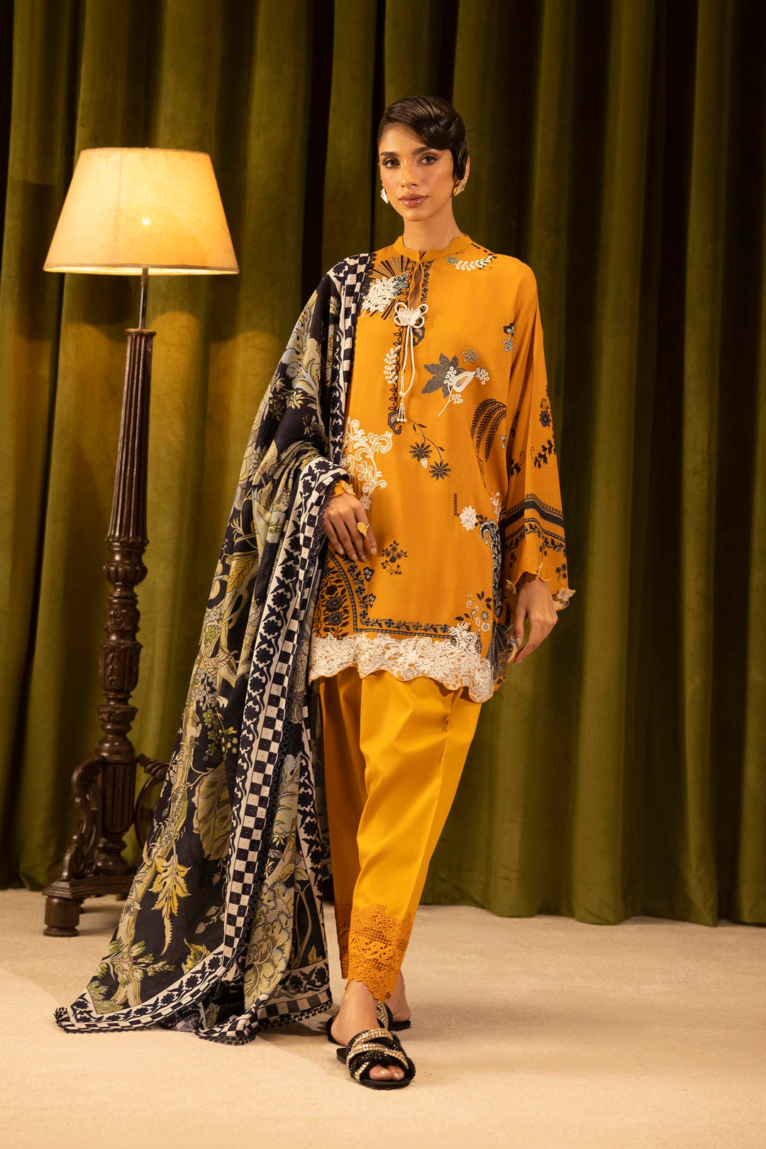 Sana Safinaz - Linen Muzlin - 3 Piece - Unstitched - M253-020A-3Cr