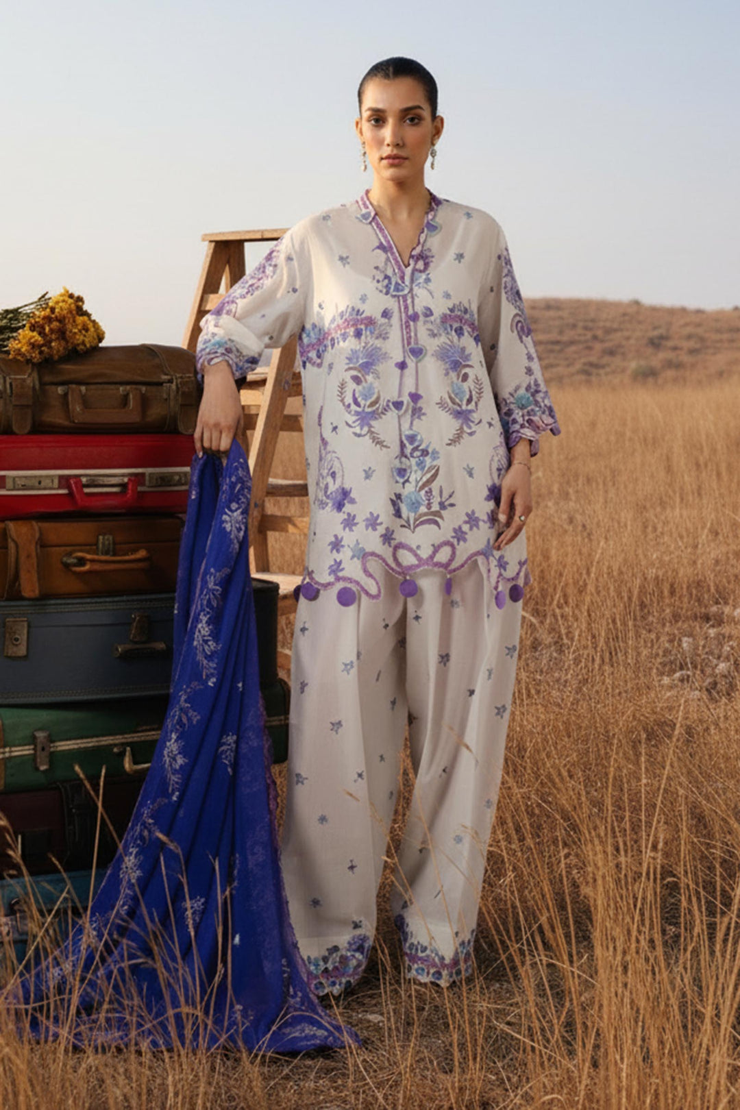 Sana Safinaz - Muzlin Lawn Unstitch Suit For Women - 3 Piece