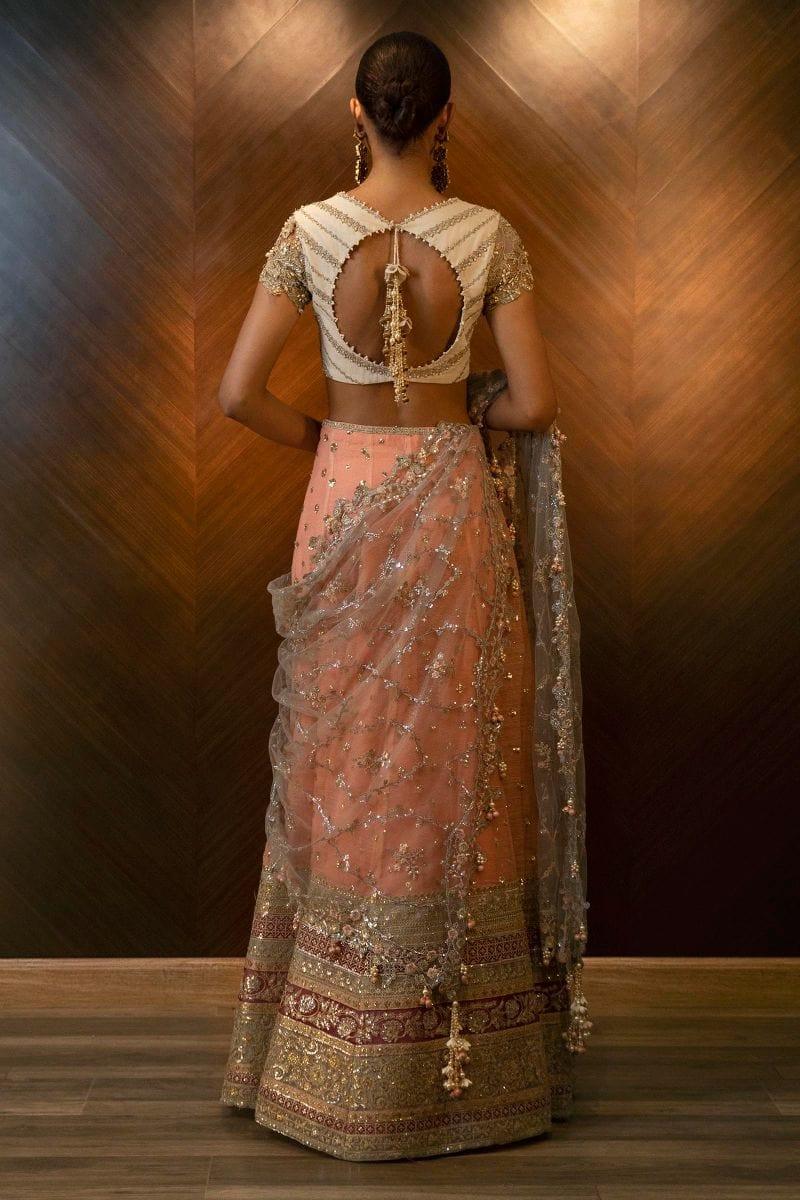 Sana Safinaz - N232-004-Ct - Silk &amp; Net - Beige &amp; Peach - 3 Piece - Unstitched