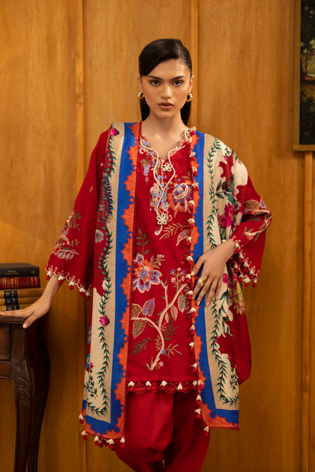 Sana Safinaz - Slub Muzlin - 3 Piece - Unstitched - M253-001B-3Cp