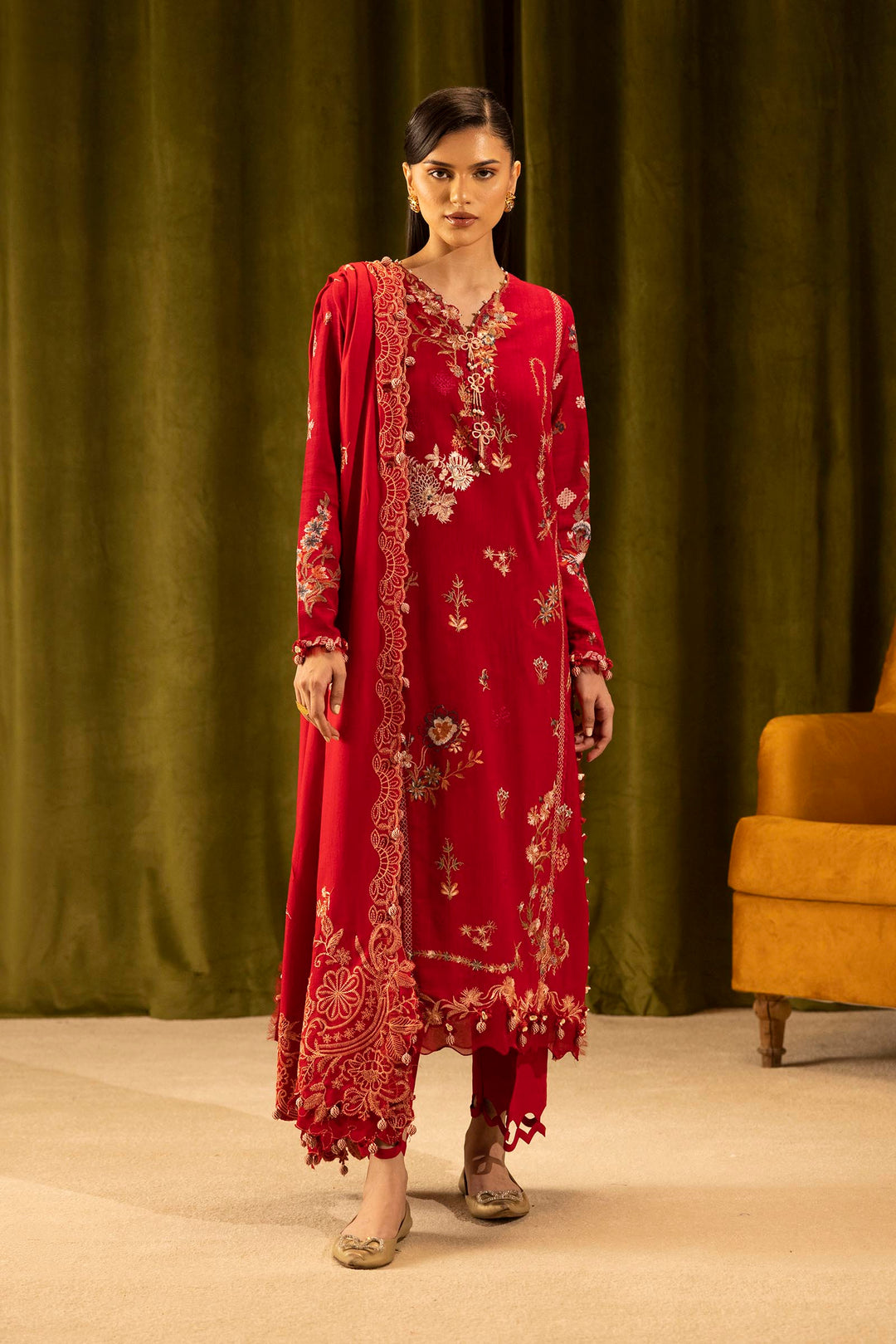 Sana Safinaz - Slub Muzlin - 3 Piece - Unstitched - M253-002A-3Cp