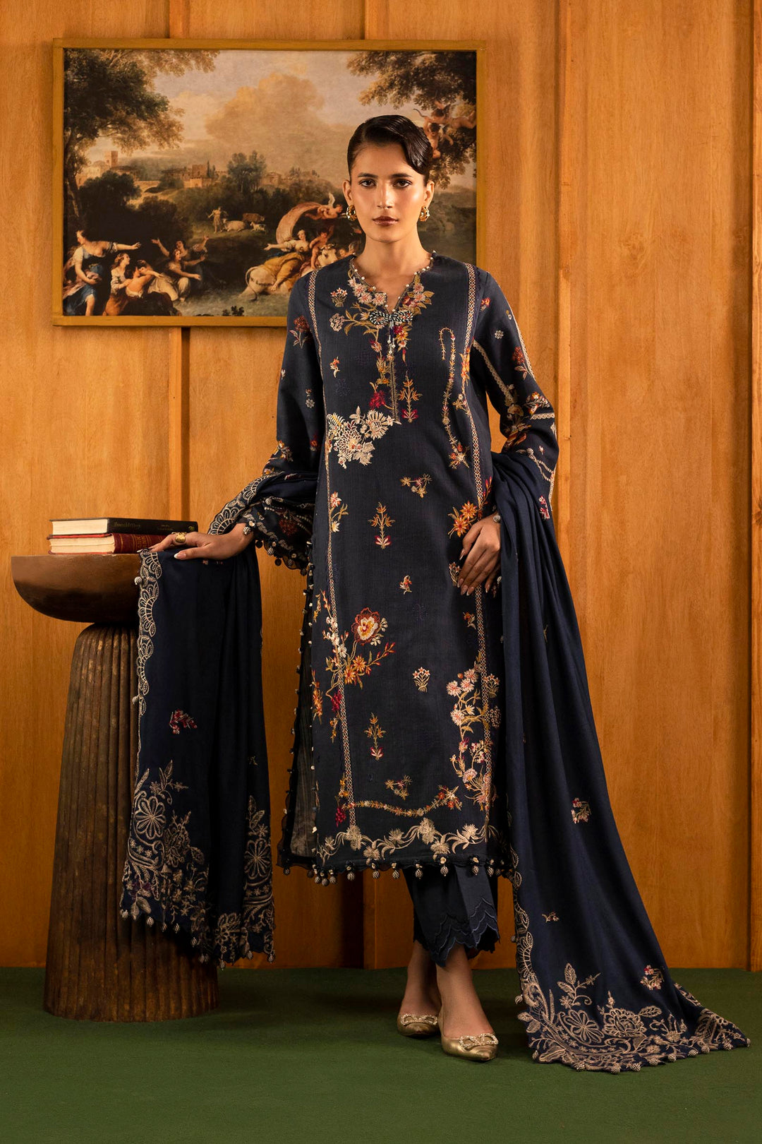 Sana Safinaz - Slub Muzlin - 3 Piece - Unstitched - M253-002B-3Cp