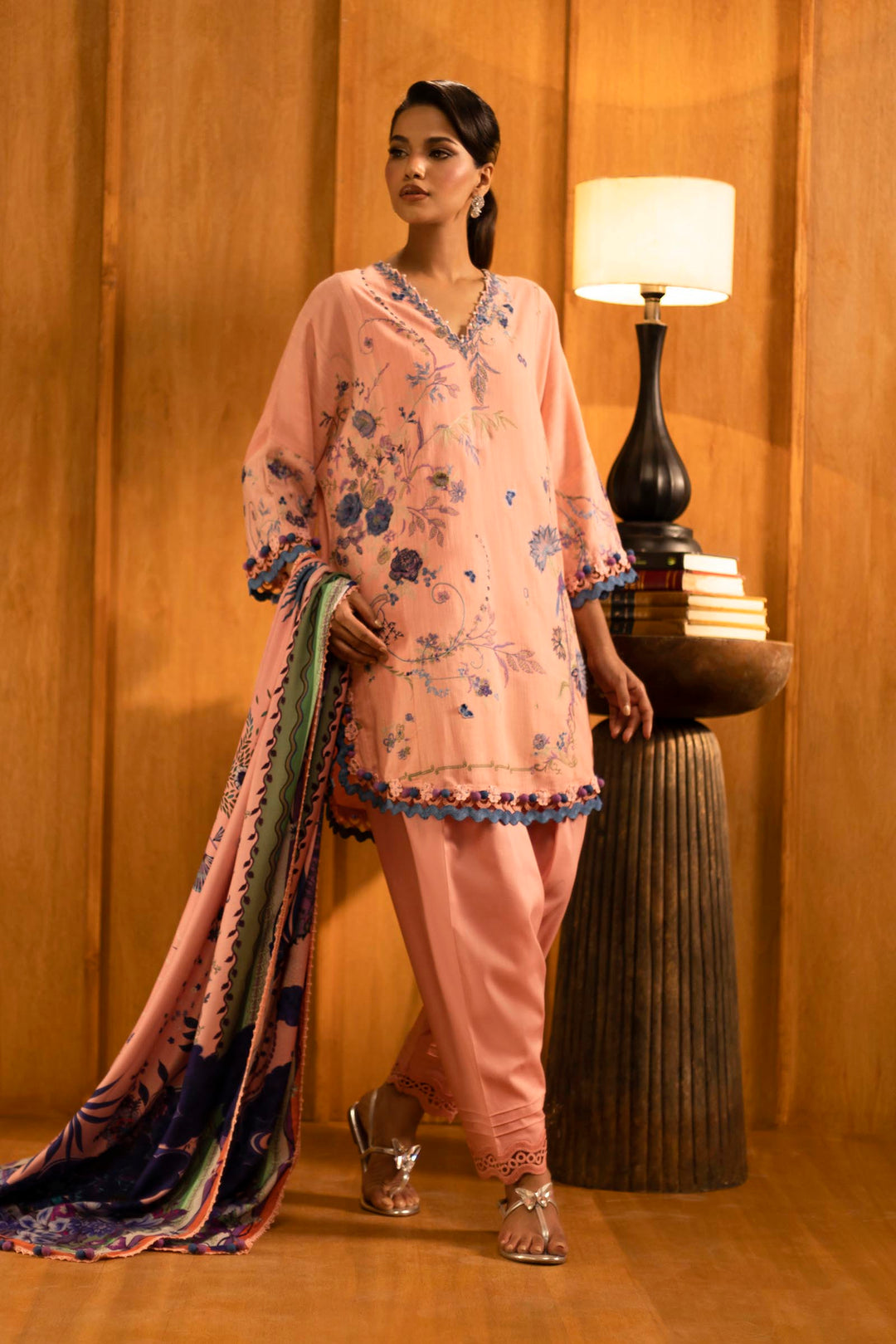 Sana Safinaz - Slub Muzlin - 3 Piece - Unstitched - M253-006B-3Cp