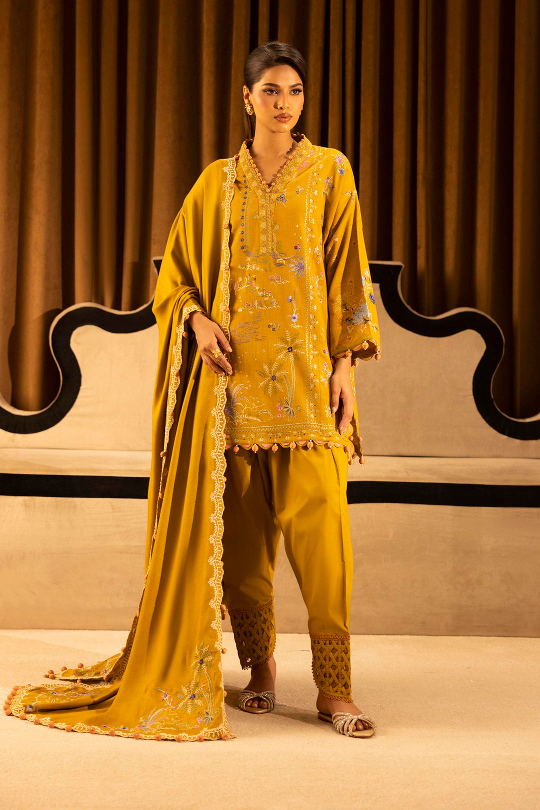 Sana Safinaz - Slub Muzlin - 3 Piece - Unstitched - M253-007B-3Cp