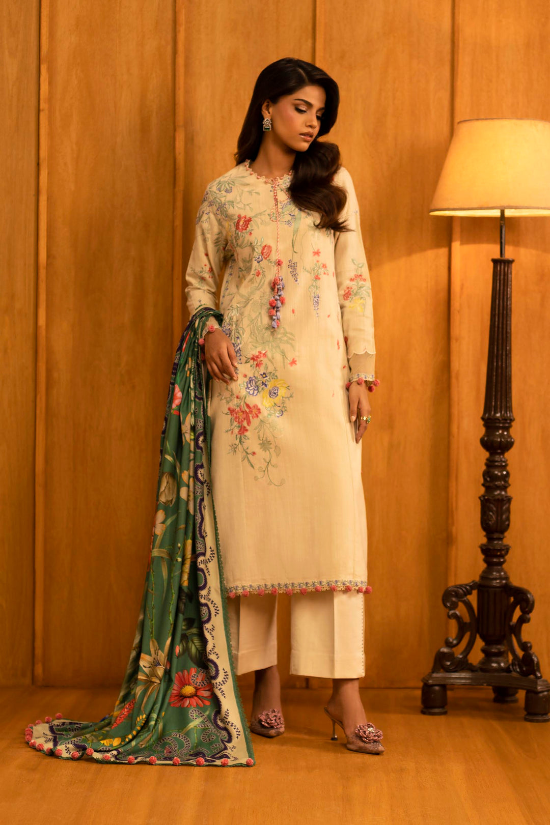 Sana Safinaz - Slub Muzlin - 3 Piece - Unstitched - M253-009A-3Ap
