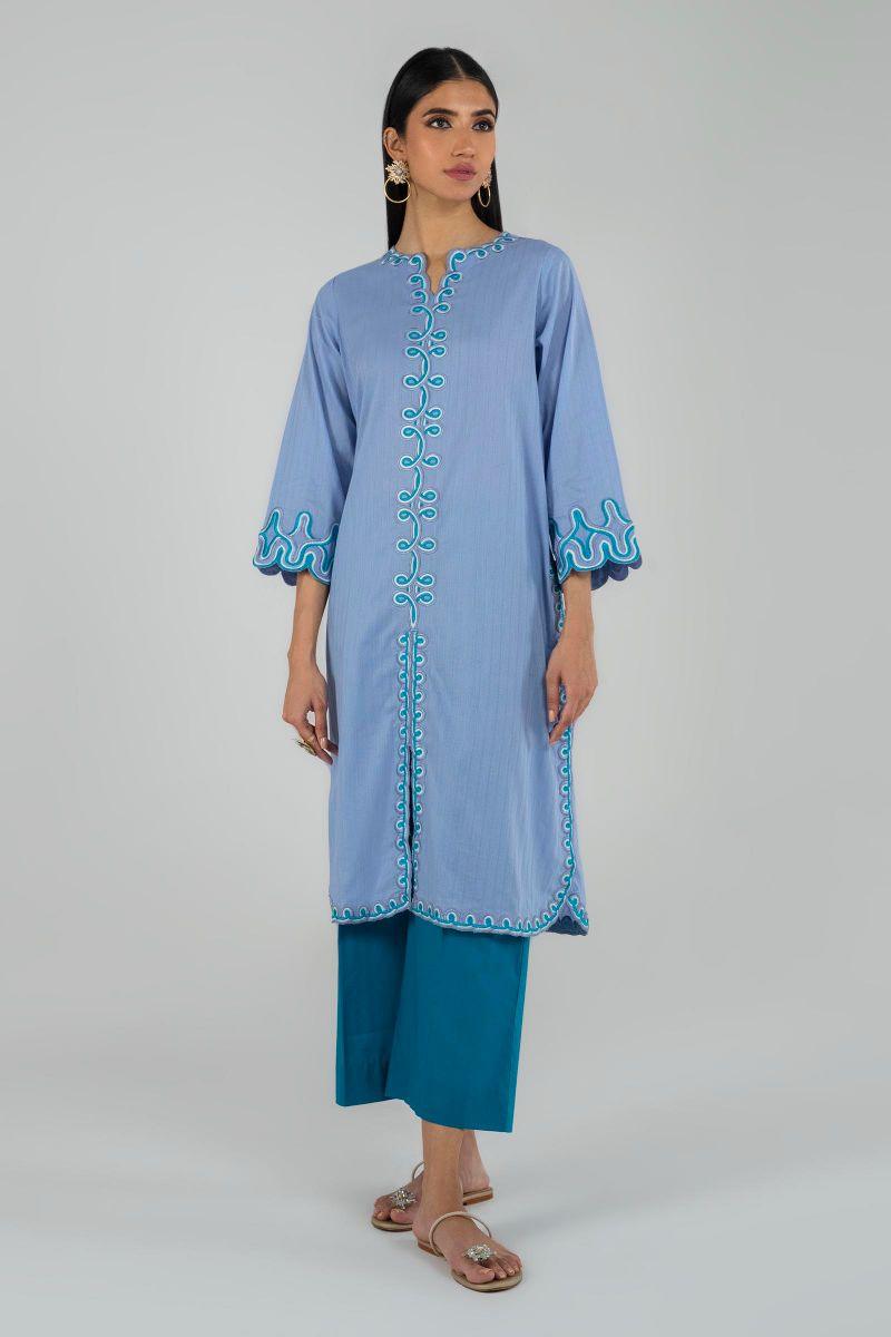 Sana Safinaz - Ss23Ese234 - Cotton Dobby - Sky Blue