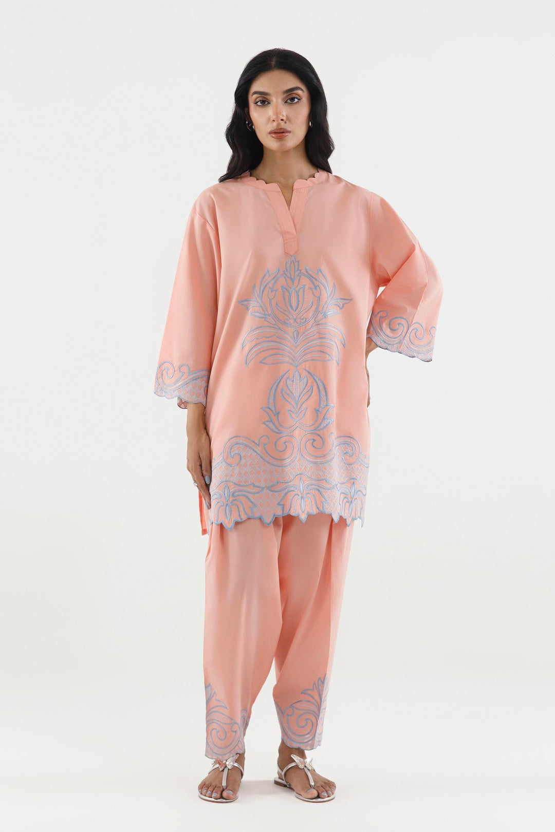 Sana Safinaz Stitched Embroidered Lawn Suit Pink 2 Piece