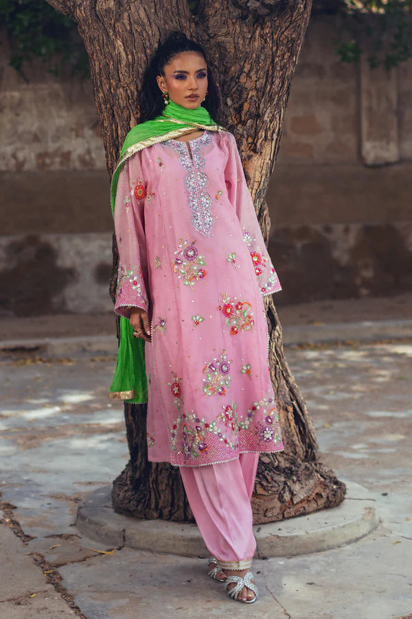 Sanam Chaudhri - Ayami Cotton Net Suit For Women - Rose Pink - 3 Piece