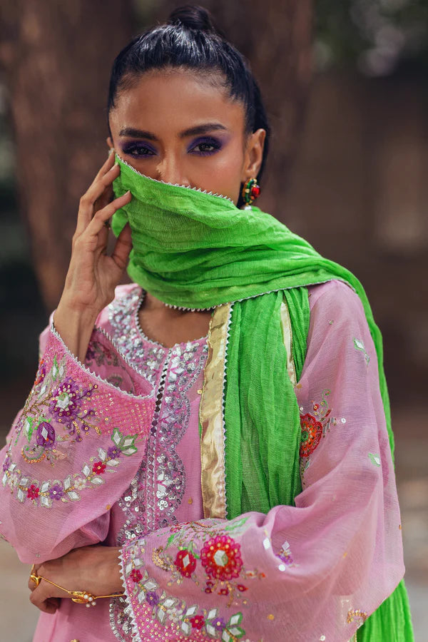Sanam Chaudhri - Ayami Cotton Net Suit For Women - Rose Pink - 3 Piece