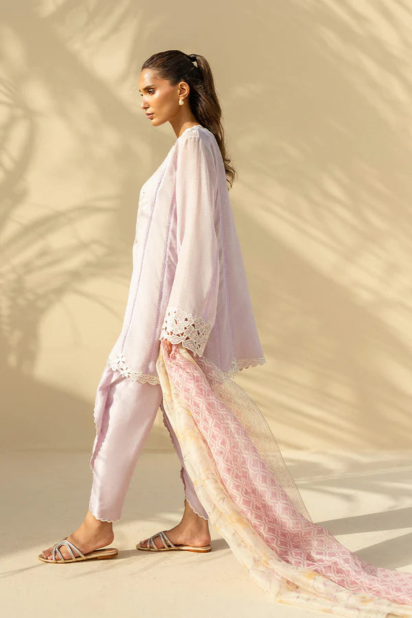 Sania Maskatiya - Arlen - Khaddi Corduroy , Organza , RawSilk - Lilac - 3 Piece