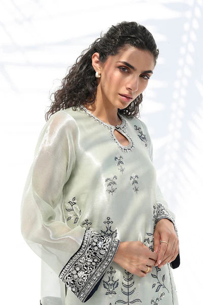 Sania Maskatiya - Gana Tissue,Charmeuse Suit For Women - Celadon 2 Piece