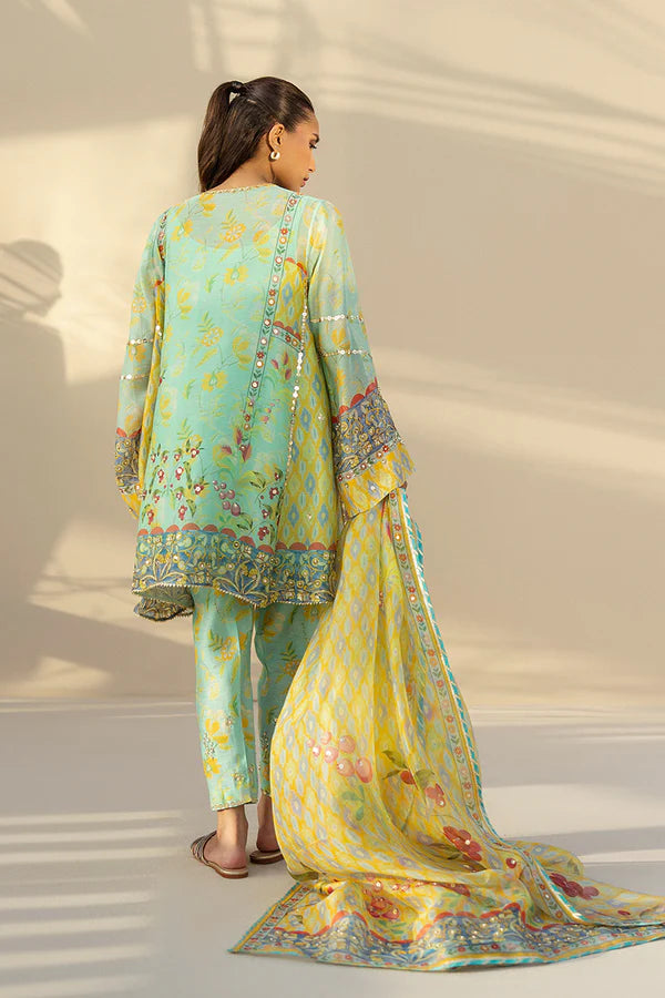 Sania Maskatiya - Lamia - Cotton Net , Khaddi Silk , Organza - Sea Foam - 3 Piece
