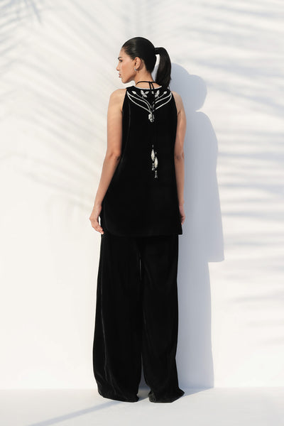 Sania Maskatiya - Lena Velvet Suit For Women - Ebony 2 Piece
