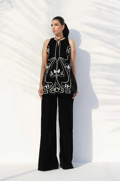 Sania Maskatiya - Lena Velvet Suit For Women - Ebony 2 Piece