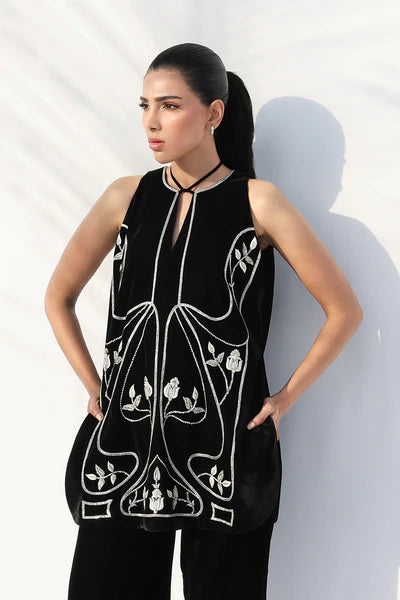 Sania Maskatiya - Lena Velvet Suit For Women - Ebony 2 Piece