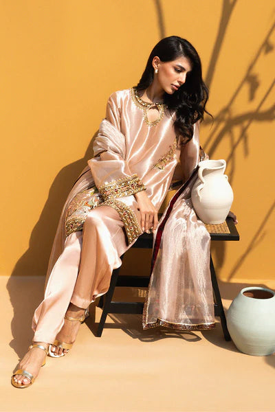 Sania Maskatiya - Manira Tissue,Organza Suit For Women - Rose Quartz 3 Piece