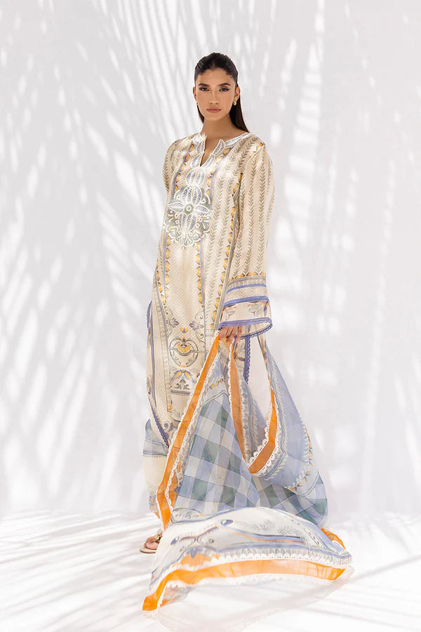Sania Maskatiya - Nora - Cotton Net / Crepe / Pure Raw Silk / Organza - Ivory - 4 Piece