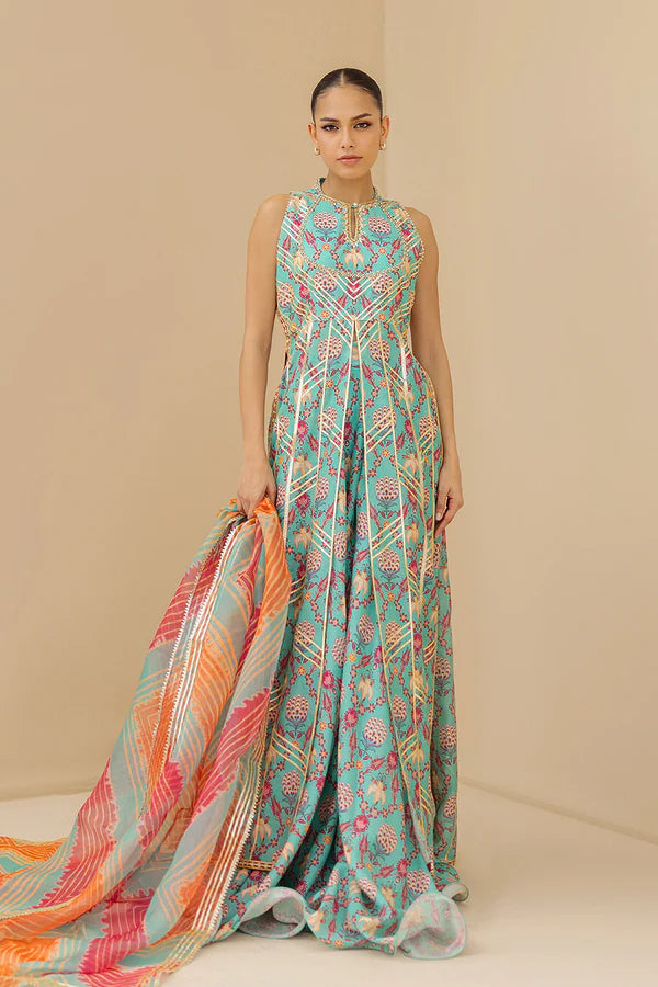 Sania Maskatiya - Ralia (B) - Khaddi Silk , Khaddi Silk , Organza - Powder Blue - 3 Piece