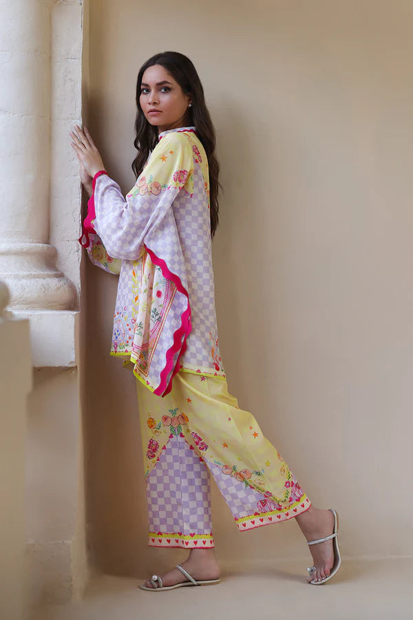 Sania Maskatiya - Rene (B) - Crepe , Crepe - Lemon Yellow - 2 Piece