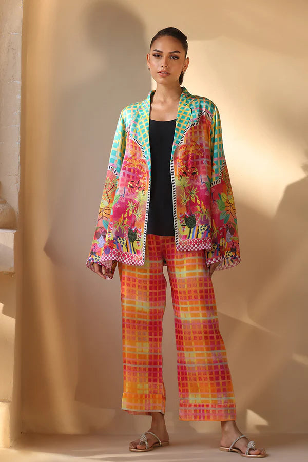 Sania Maskatiya - Savya - Crepe , Crepe - Tangerine - 2 Piece