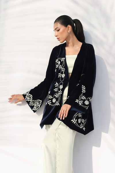 Sania Maskatiya - Serra Charmeuse,Velvet Suit For Women - Ivory 3 Piece