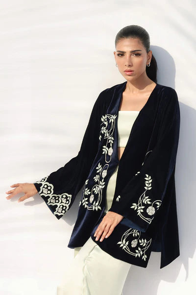 Sania Maskatiya - Serra Charmeuse,Velvet Suit For Women - Ivory 3 Piece
