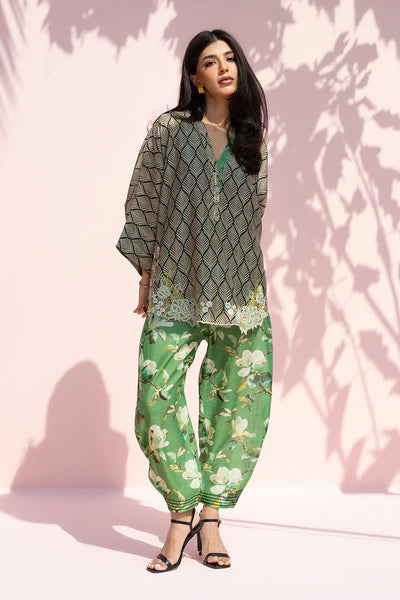 Sania Maskatiya - Sharis Khaddi Silk Suit For Women - Fern Green - 2 Piece