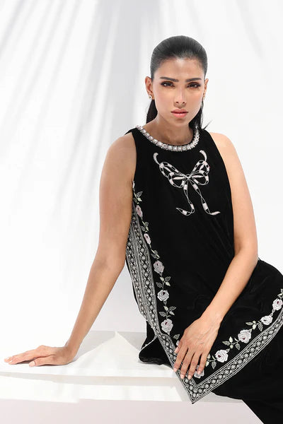 Sania Maskatiya - Suko Velvet Suit For Women - Ebony 2 Piece