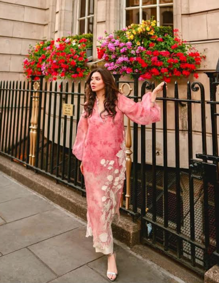 Sania Maskatiya Twila Suit Organza Pink 2 Piece