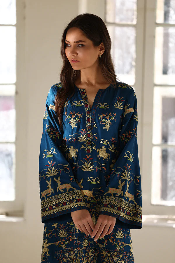 Sania Maskatiya - Veya - Raw Silk / Raw Silk - Teal Blue - 2 Piece