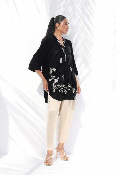 Sania Maskatiya - Viona Charmeuse,Velvet Suit For Women - Ivory 2 Piece