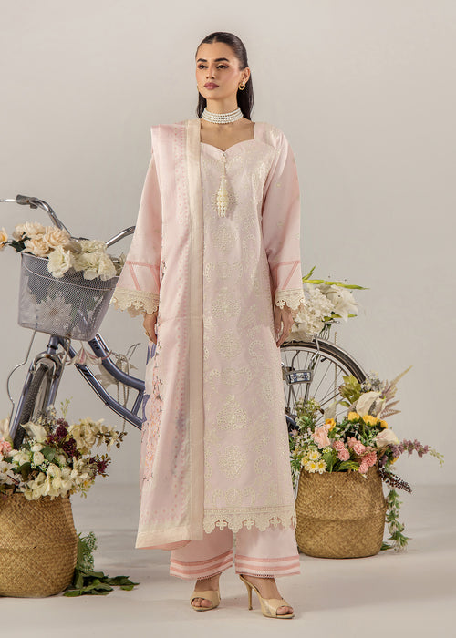 Sara Jahan - Breeze Lawn 26 Lawn Embroidered Suit For Women - Baby Pink - 3 Piece