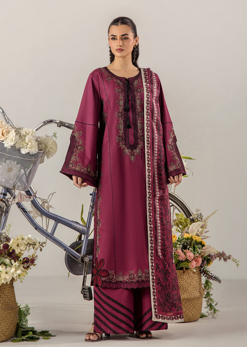 Sara Jahan - Breeze Lawn 26 Lawn Embroidered Suit For Women - Maroon - 3 Piece