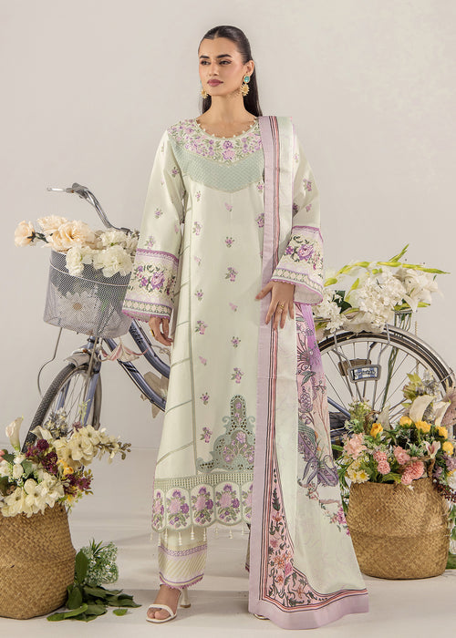 Sara Jahan - Breeze Lawn 26 Lawn Embroidered Suit For Women - Tea Green - 3 Piece