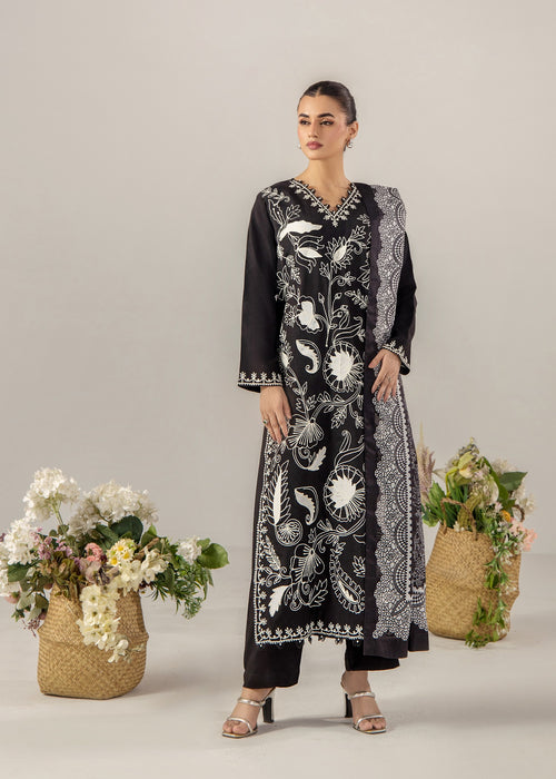 Sara Jahan - Breeze Lawn 26 Slub Lawn Embroidered Suit For Women - Black - 3 Piece