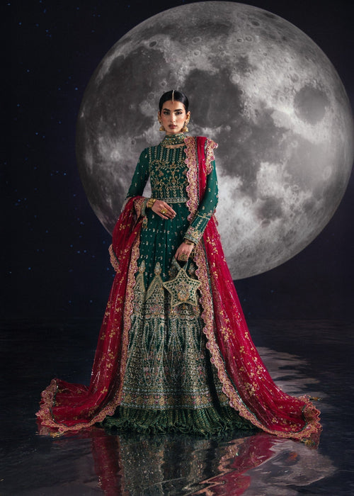 Sara Jahan - Rang E Bahar Chiffon Embroidered Suit For Women - Dark Green - 3 Piece