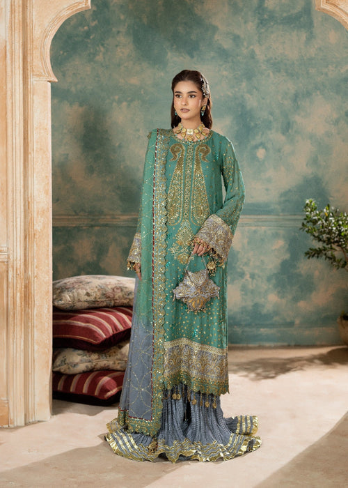 Sara Jahan - Rang E Bahar Chiffon Embroidered Suit For Women - Green - 3 Piece