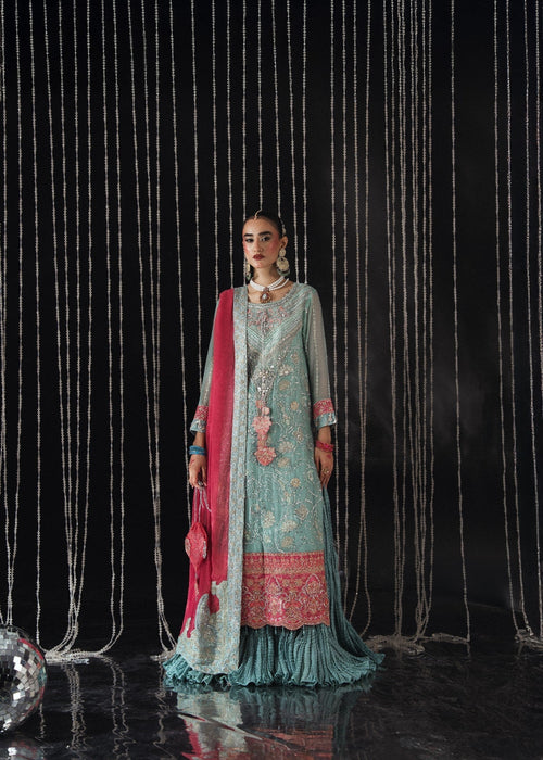 Sara Jahan - Rang E Bahar Chiffon Embroidered Suit For Women - Ice Blue - 3 Piece