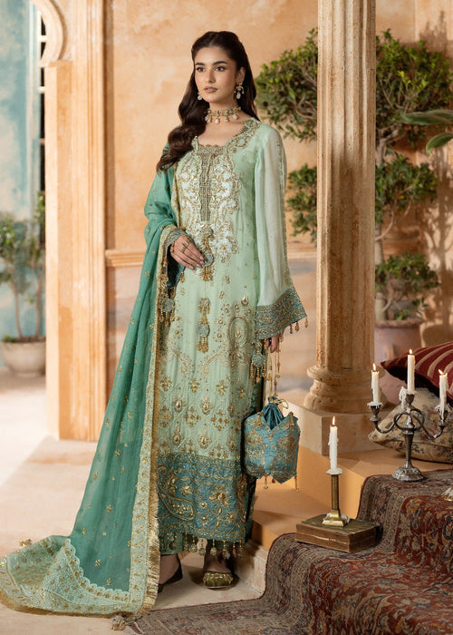 Sara Jahan - Rang E Bahar Chiffon Embroidered Suit For Women - Mint Green - 3 Piece