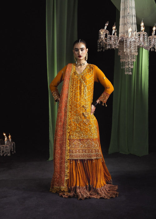 Sara Jahan - Rang E Bahar Chiffon Embroidered Suit For Women - Mustard - 3 Piece