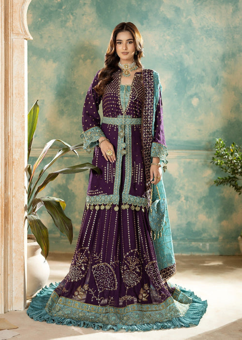 Sara Jahan - Rang E Bahar Chiffon Embroidered Suit For Women - Plum - 3 Piece