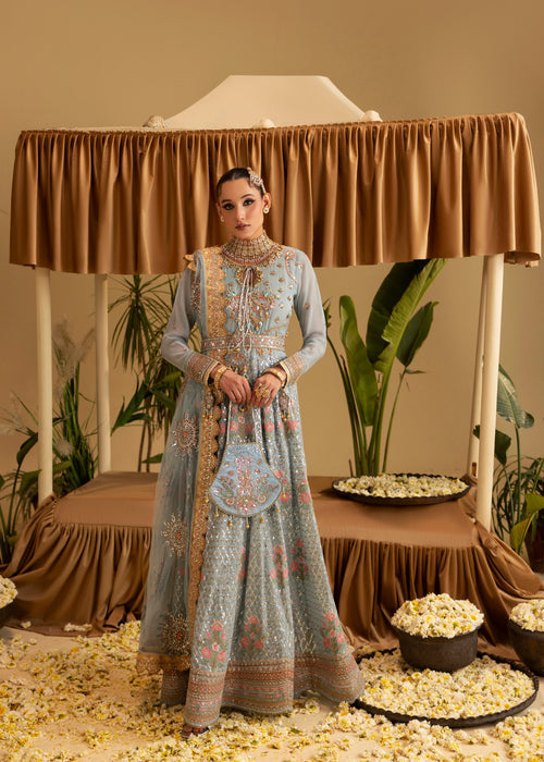 Sara Jahan - Rang E Bahar Chiffon Embroidered Suit For Women - Powder Blue - 3 Piece