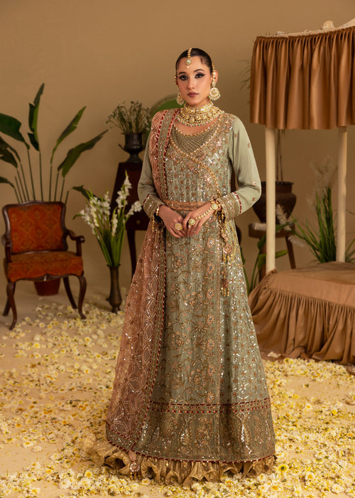 Sara Jahan - Rang E Bahar Chiffon Embroidered Suit For Women - Sage Green - 3 Piece
