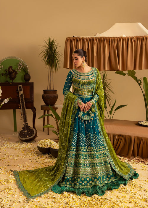 Sara Jahan - Rang E Bahar Chiffon Embroidered Suit For Women - Teal - 3 Piece