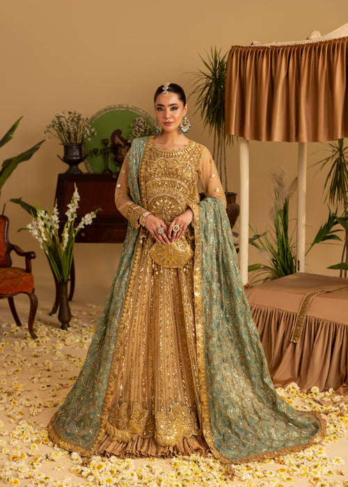 Sara Jahan - Rang E Bahar Net Embroidered Suit For Women - Gold - 3 Piece
