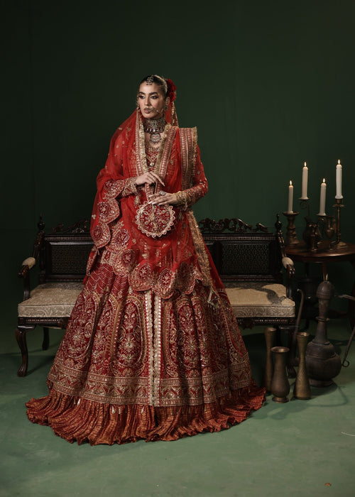 Sara Jahan - Rang E Bahar Net Embroidered Suit For Women - Red - 3 Piece