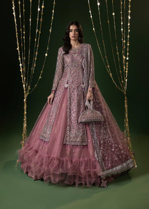 Sara Jahan - Rang E Bahar Net Embroidered Suit For Women - Tea Rose Pink - 3 Piece