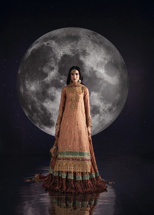 Sara Jahan - Rang E Bahar Silk Embroidered Suit For Women - Salmon - 3 Piece